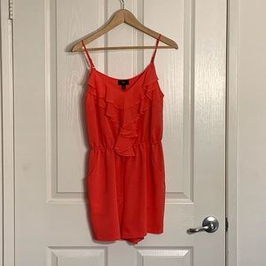 Aqua orange ruffled romper